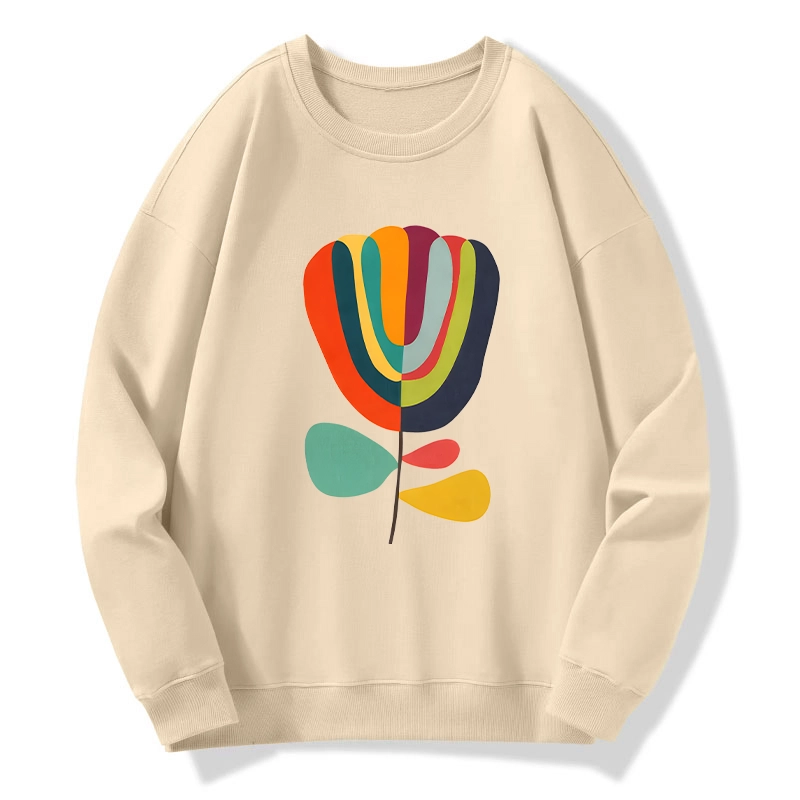 Tokyo-Tiger Colorful Flower Minimalist Print Classic Sweatshirt