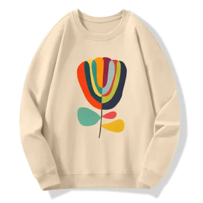 Tokyo-Tiger Colorful Flower Minimalist Print Classic Sweatshirt