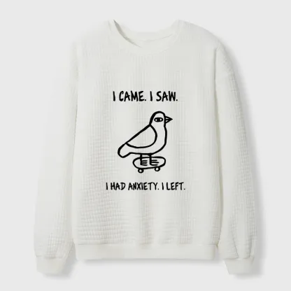 Tokyo-Tiger Funny Meme Bird Just Needs A Break Waffle Sweatshirt
