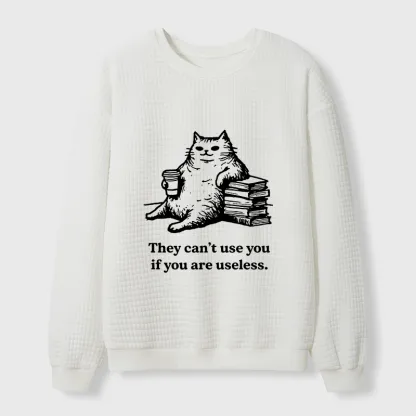 Tokyo-Tiger Cat Proving Uselessness Is A Superpower Waffle Sweatshirt