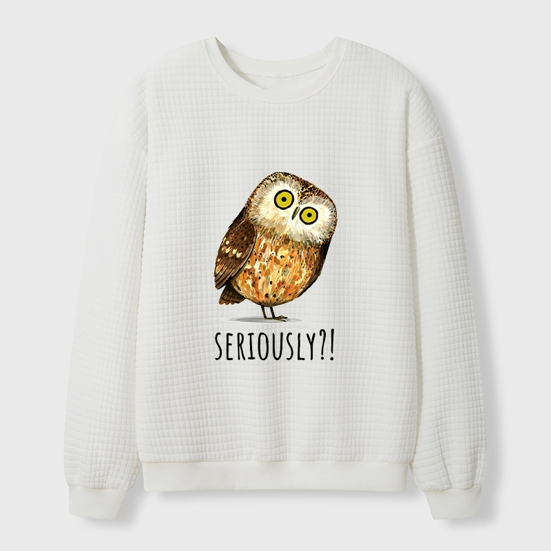 Tokyo-Tiger Seriously Confused Owl Meme Art Waffle Sweatshirt