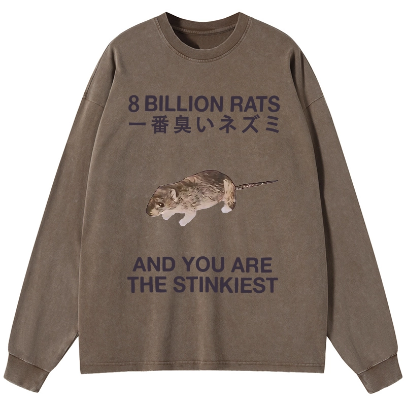 Tokyo-Tiger World's Stinkiest Rat Washed Long Sleeve T-Shirt