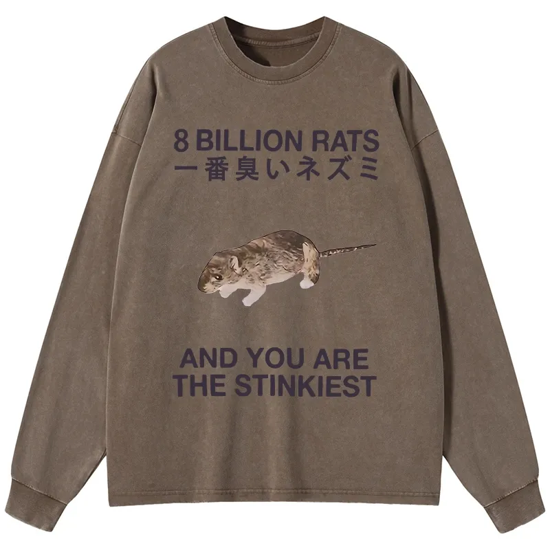 Tokyo-Tiger World's Stinkiest Rat Washed Long Sleeve T-Shirt
