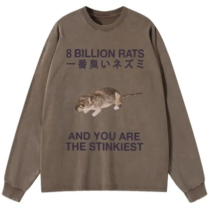 Tokyo-Tiger World's Stinkiest Rat Washed Long Sleeve T-Shirt