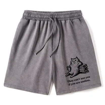 Tokyo-Tiger Cat Proving Uselessness Is A Superpower Washed Shorts