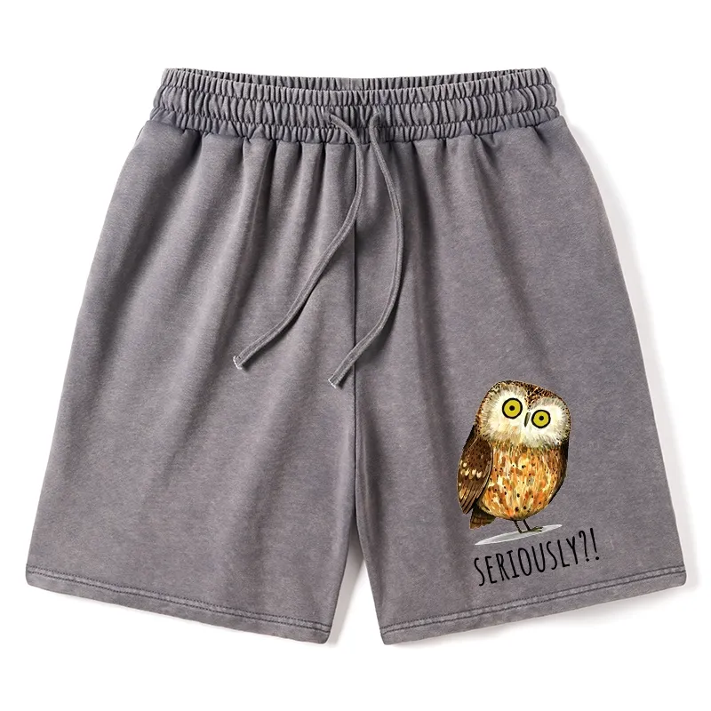 Tokyo-Tiger Seriously Confused Owl Meme Art Washed Shorts