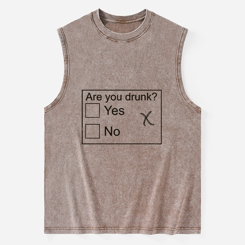 Tokyo-Tiger Confused Drunk Checkbox Graphic Washed Tank