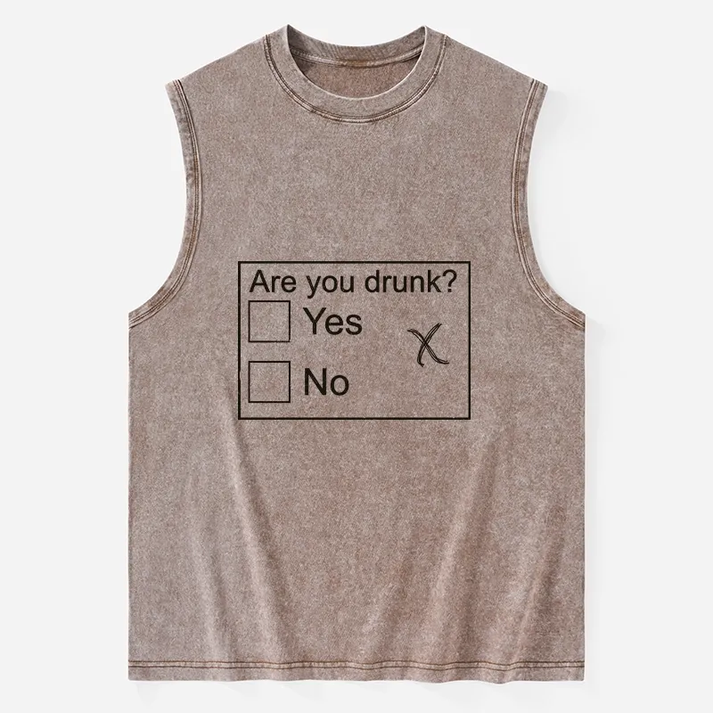 Tokyo-Tiger Confused Drunk Checkbox Graphic Washed Tank