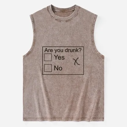 Tokyo-Tiger Confused Drunk Checkbox Graphic Washed Tank