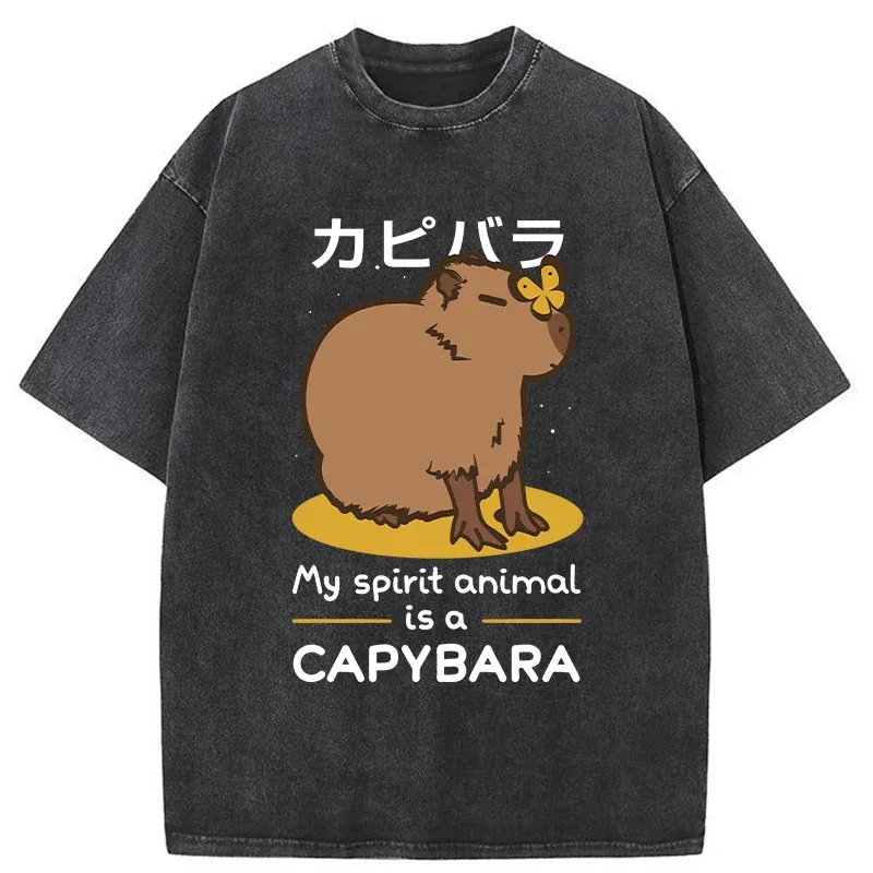 Tokyo-Tiger Spirit Animal Capybara Washed T-Shirt