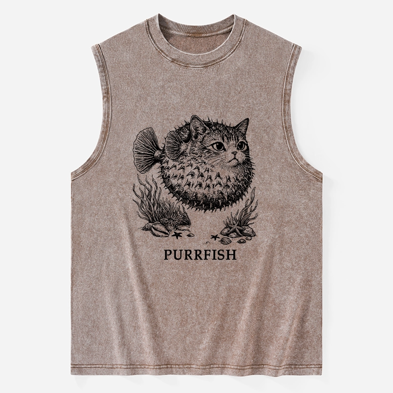 Tokyo-Tiger Spiky Puffer With Cute Cat Head Washed Tank
