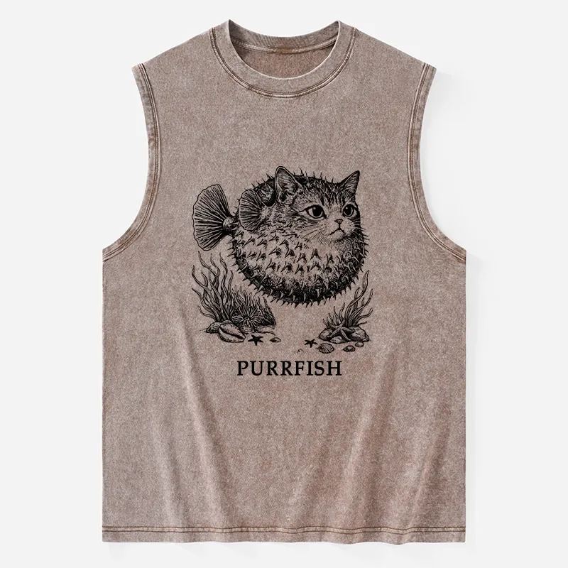 Tokyo-Tiger Spiky Puffer With Cute Cat Head Washed Tank