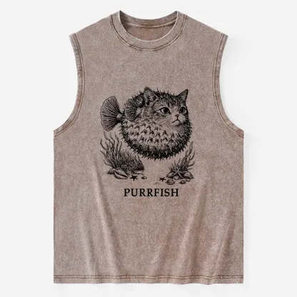 Tokyo-Tiger Spiky Puffer With Cute Cat Head Washed Tank