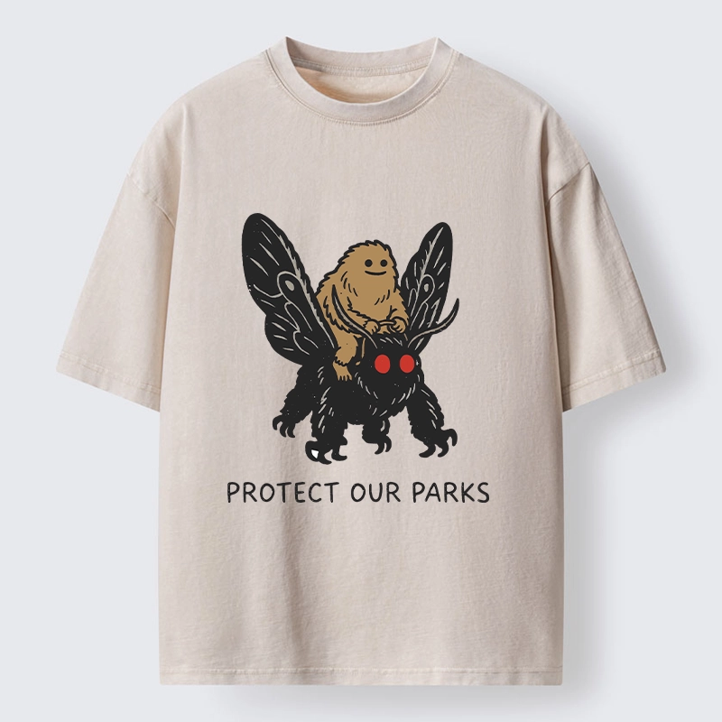 Tokyo-Tiger Bigfoot Ride Moth Protect Parks Washed T-Shirt