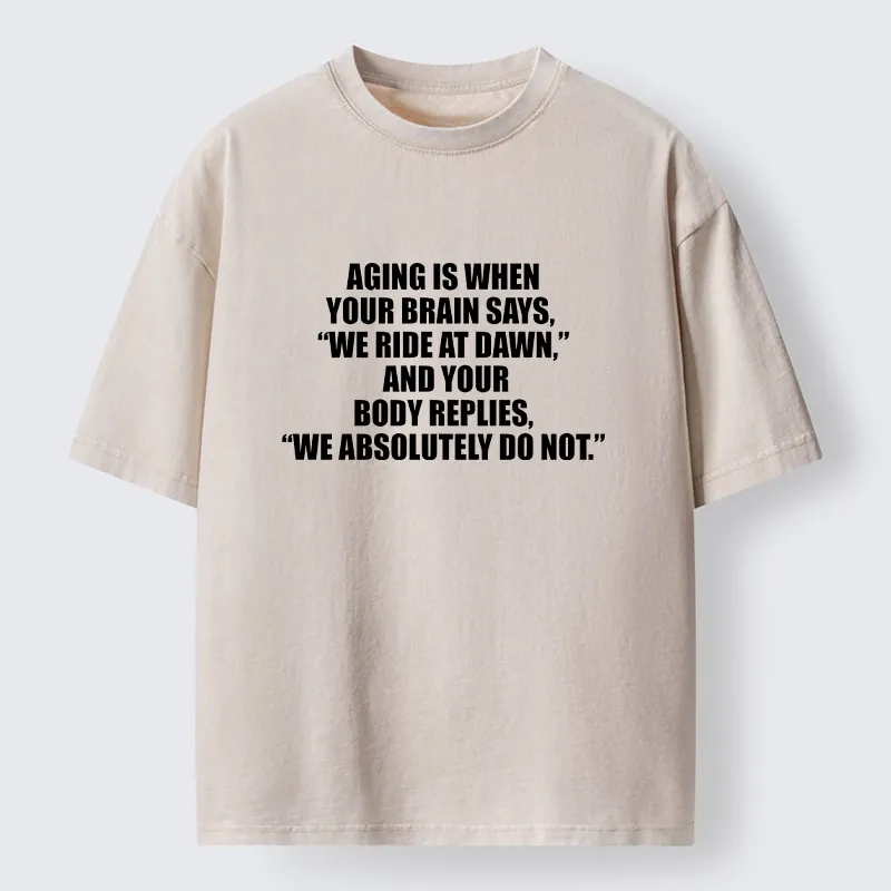 Tokyo-Tiger Funny Aging Brain Body Meme Washed T-Shirt