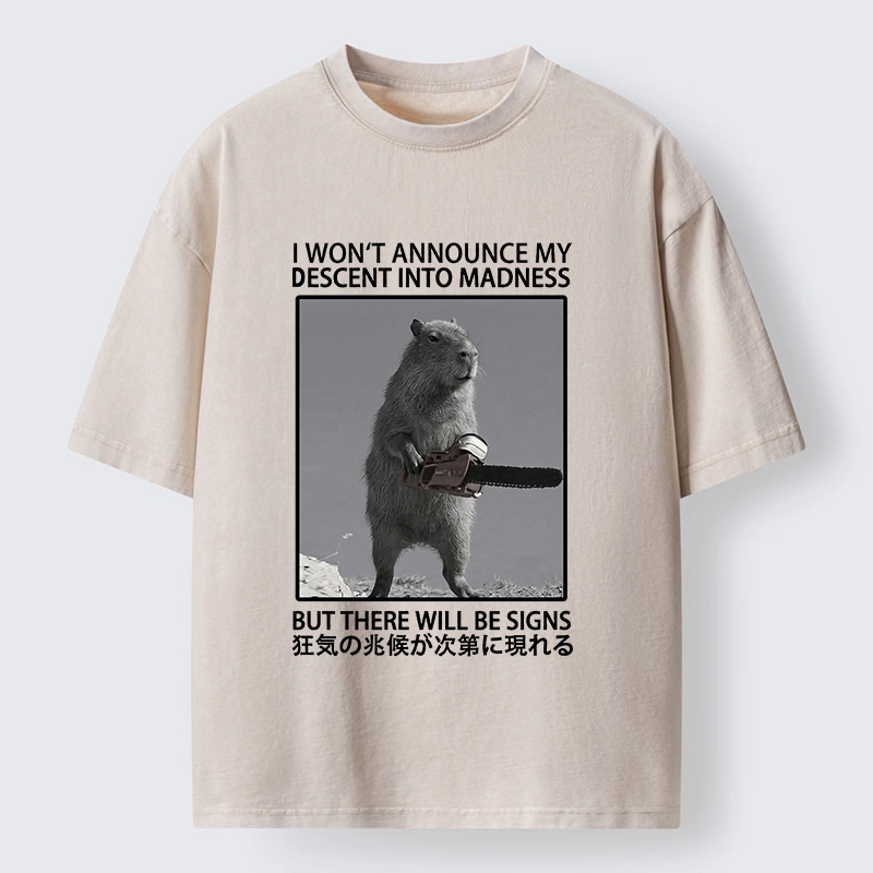 Tokyo-Tiger Funny Meme Chainsaw Capybara Madness Washed T-Shirt