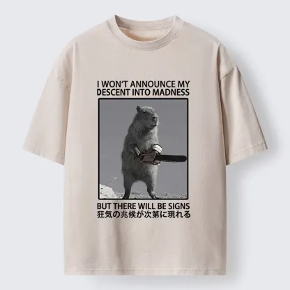 Tokyo-Tiger Funny Meme Chainsaw Capybara Madness Washed T-Shirt