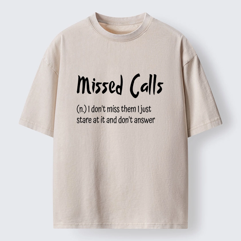 Tokyo-Tiger Funny Meme Missed Calls Definition Washed T-Shirt