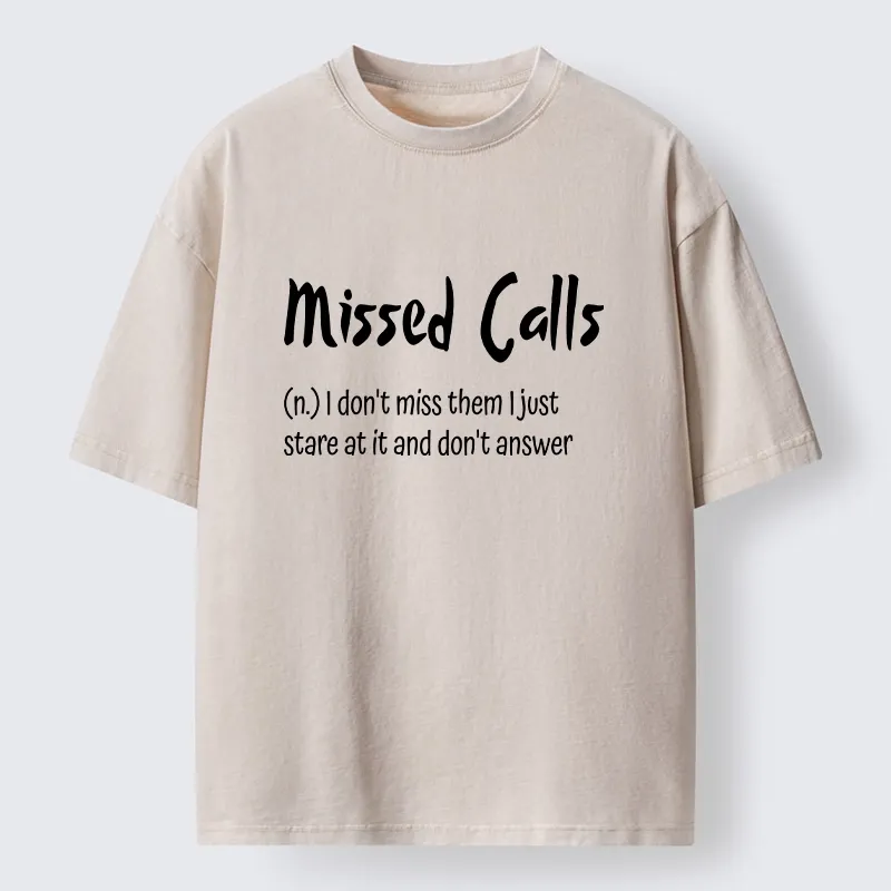 Tokyo-Tiger Funny Meme Missed Calls Definition Washed T-Shirt