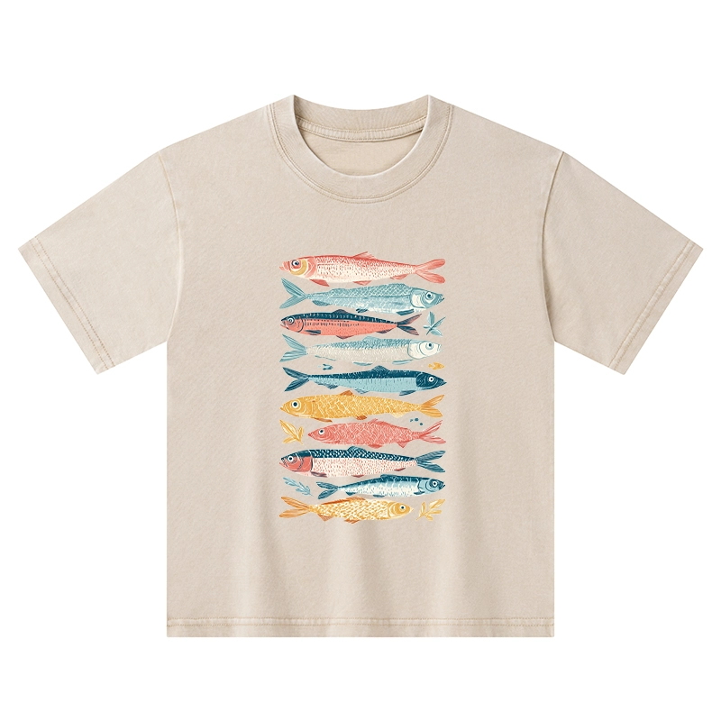 Tokyo-Tiger Beautiful Colorful Fish In The Sea Kids Washed T-Shirt