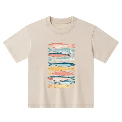 Tokyo-Tiger Beautiful Colorful Fish In The Sea Kids Washed T-Shirt