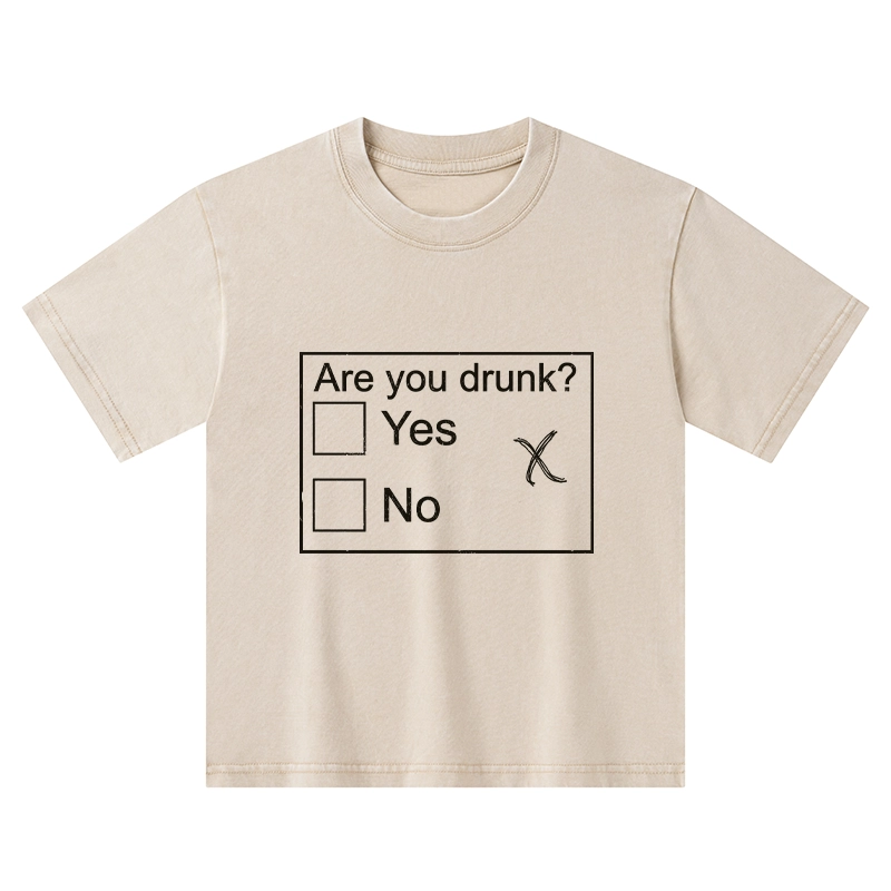 Tokyo-Tiger Confused Drunk Checkbox Graphic Kids Washed T-Shirt