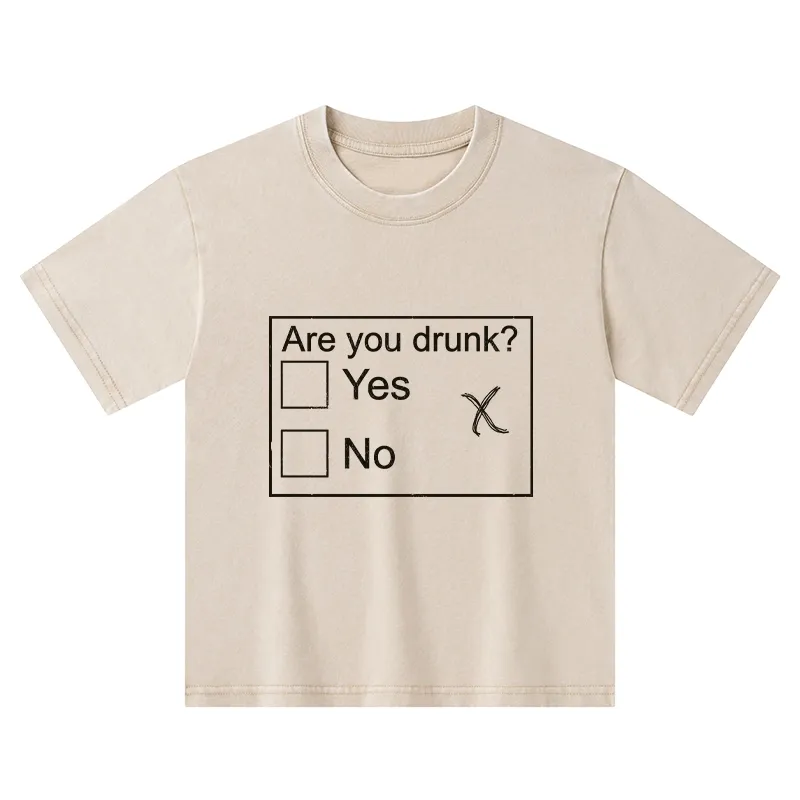 Tokyo-Tiger Confused Drunk Checkbox Graphic Kids Washed T-Shirt