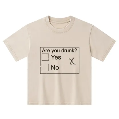 Tokyo-Tiger Confused Drunk Checkbox Graphic Kids Washed T-Shirt