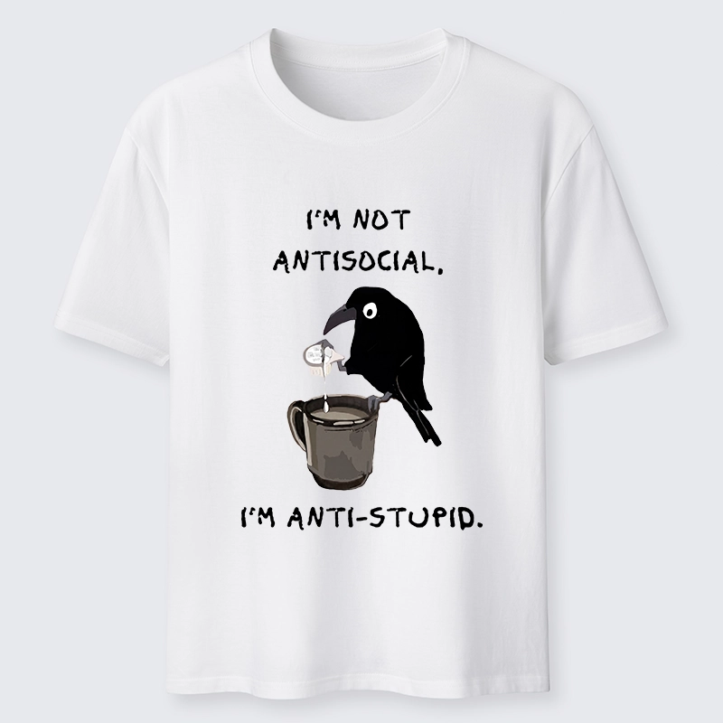 Tokyo-Tiger Cool Crow Sips Calm Coffee Alone Classic T-Shirt