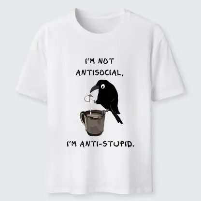 Tokyo-Tiger Cool Crow Sips Calm Coffee Alone Classic T-Shirt