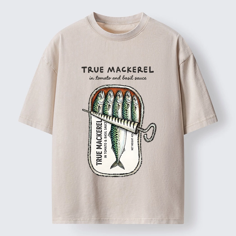 Tokyo-Tiger Funny Meme Vintage Seafood Can Graphic Washed T-Shirt