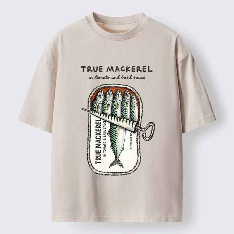Tokyo-Tiger Funny Meme Vintage Seafood Can Graphic Washed T-Shirt