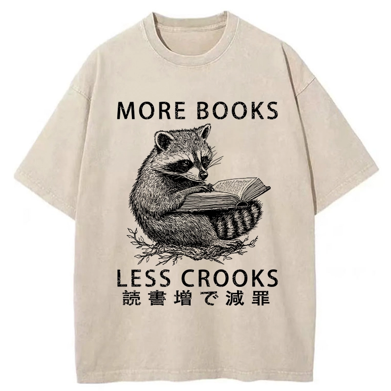 Tokyo-Tiger More Books Less Crooks Washed T-Shirt