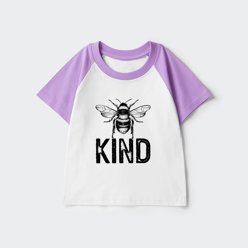 Tokyo-Tiger Minimalist Bee Kind Illustration Kids Raglan T-shirt