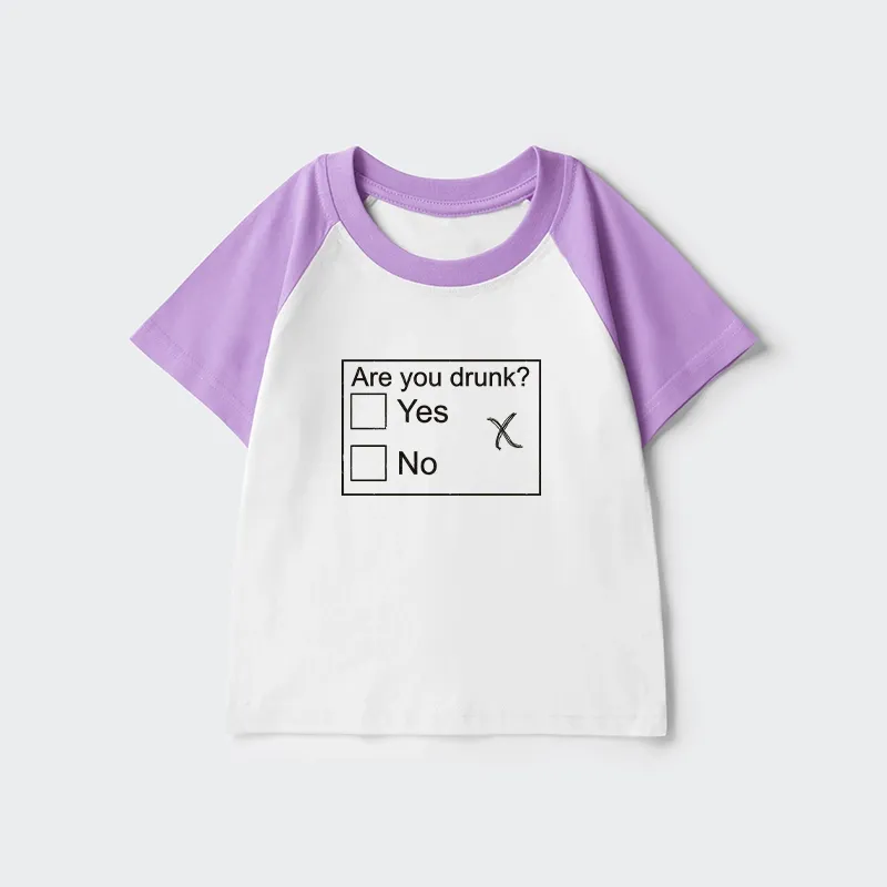 Tokyo-Tiger Confused Drunk Checkbox Graphic Kids Raglan T-shirt