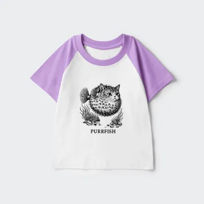 Tokyo-Tiger Spiky Puffer With Cute Cat Head Kids Raglan T-shirt