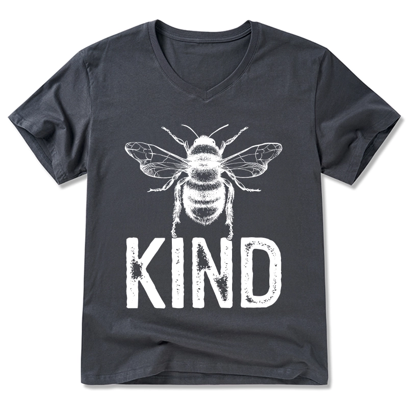 Tokyo-Tiger Minimalist Bee Kind Illustration V-Neck Classic T-Shirt