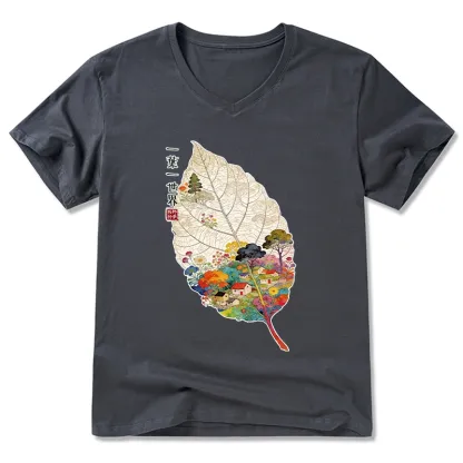 Tokyo-Tiger One Leaf Holds A Tiny Colorful World V-Neck Classic T-Shirt