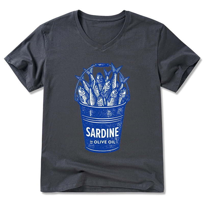 Tokyo-Tiger Vintage Bucket Full Of Fresh Sardines V-Neck Classic T-Shirt