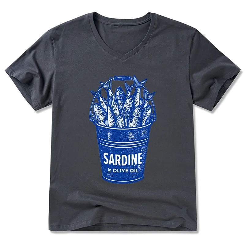 Tokyo-Tiger Vintage Bucket Full Of Fresh Sardines V-Neck Classic T-Shirt