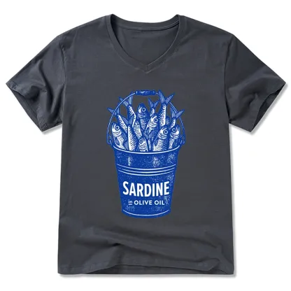 Tokyo-Tiger Vintage Bucket Full Of Fresh Sardines V-Neck Classic T-Shirt