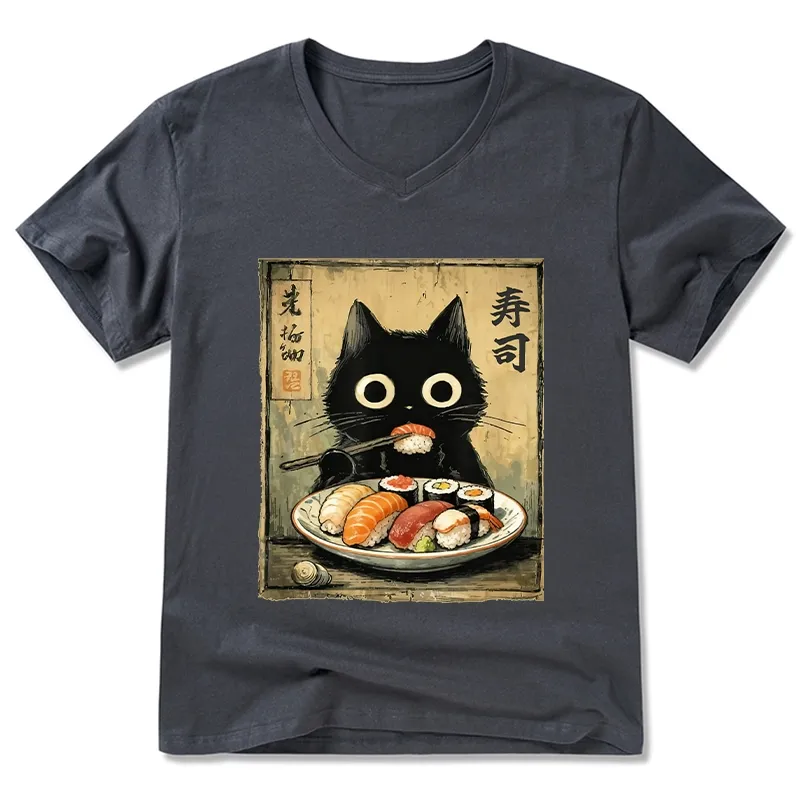 Tokyo-Tiger Vintage Japanese Sushi Cat V-Neck Classic T-Shirt