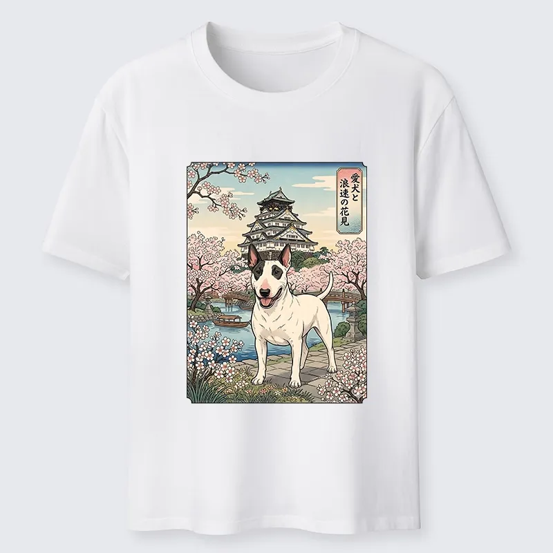 Tokyo-Tiger Ukiyo-e Bull Terrier Cherry Blossom Art Classic T-Shirt Sale