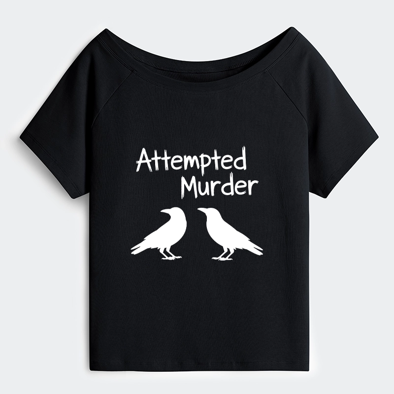 Tokyo-Tiger Two Crows Attempted Murder Joke Off Shoulder T-Shirt