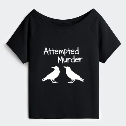 Tokyo-Tiger Two Crows Attempted Murder Joke Off Shoulder T-Shirt