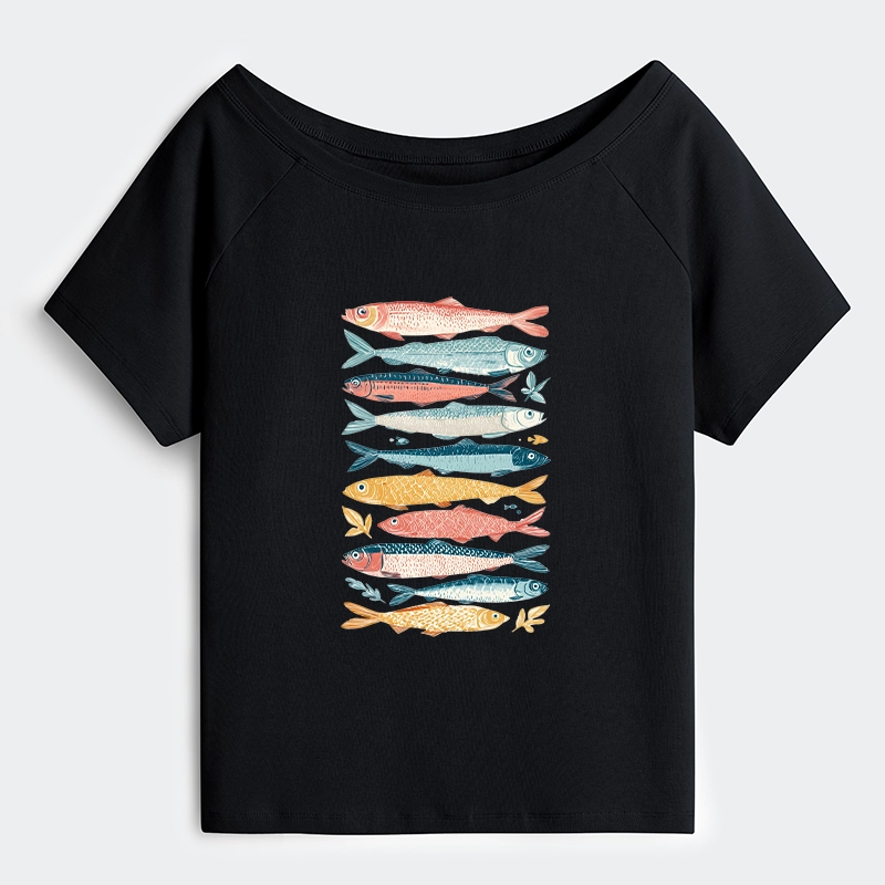 Tokyo-Tiger Beautiful Colorful Fish In The Sea Off Shoulder T-Shirt