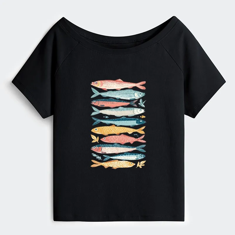 Tokyo-Tiger Beautiful Colorful Fish In The Sea Off Shoulder T-Shirt