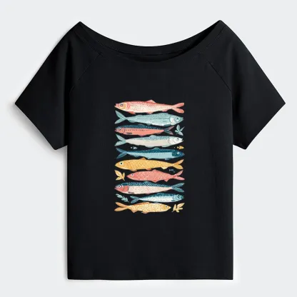 Tokyo-Tiger Beautiful Colorful Fish In The Sea Off Shoulder T-Shirt
