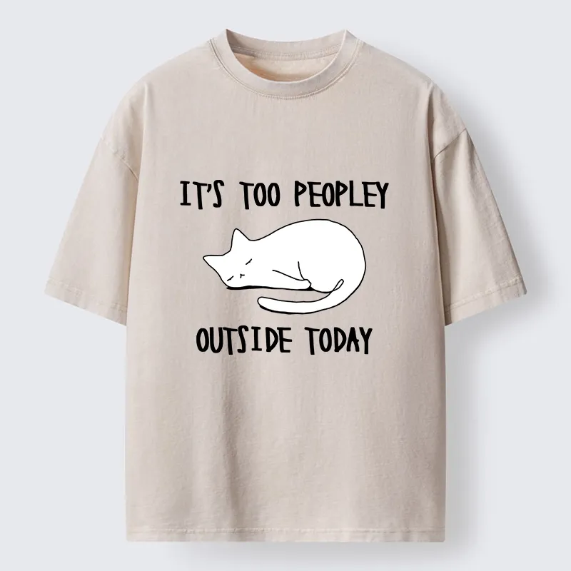 Tokyo-Tiger Funny Meme Quiet Lazy Cat Minimal Line Art Washed T-Shirt Sale