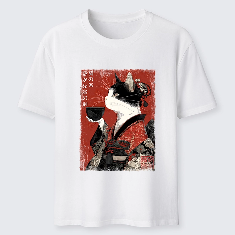 Tokyo-Tiger Kimono Tea Cat Red Vintage Ink Art Classic T-Shirt